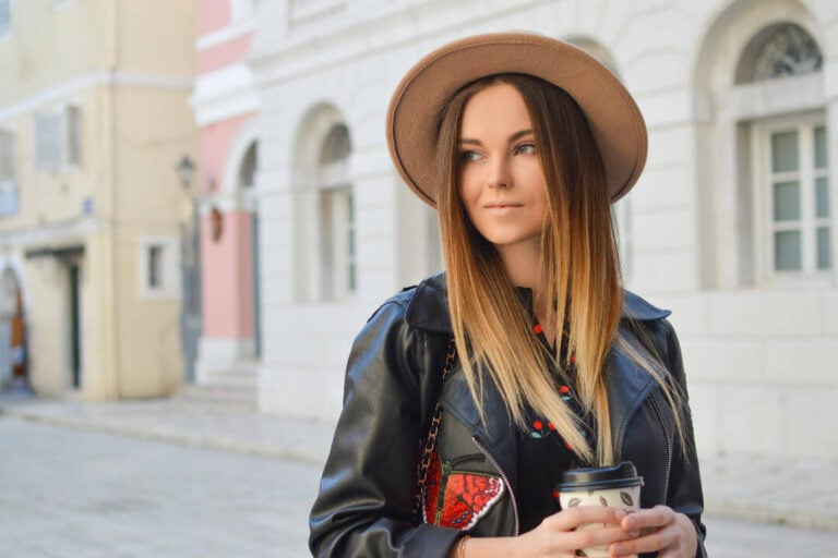 hipster woman with coffee