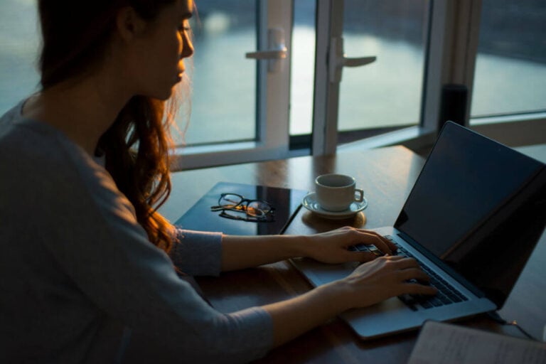 woman working on a laptop